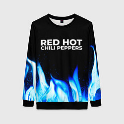Свитшот женский Red Hot Chili Peppers blue fire, цвет: 3D-черный