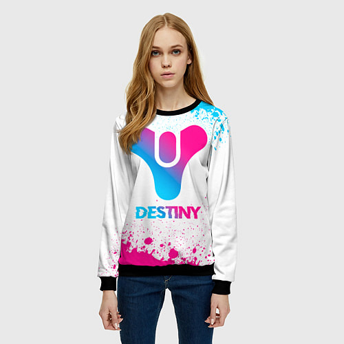 Женский свитшот Destiny neon gradient style / 3D-Черный – фото 3