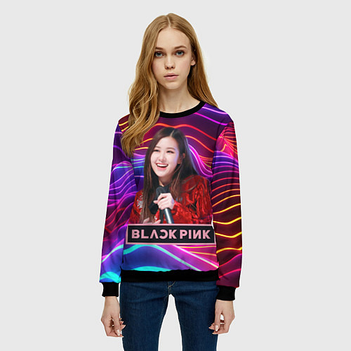 Женский свитшот Blackpink Rose / 3D-Черный – фото 3