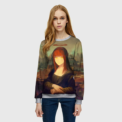 Женский свитшот Макима в стиле картины Мона Лиза / 3D-Меланж – фото 3