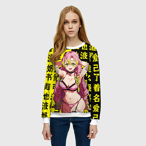 Женский свитшот Мицури Канроджу - Клинок рассекающий демонов / 3D-Белый – фото 3