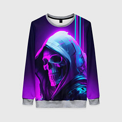 Свитшот женский Череп в неоновом свете, цвет: 3D-меланж