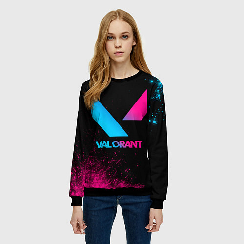 Женский свитшот Valorant - neon gradient / 3D-Черный – фото 3