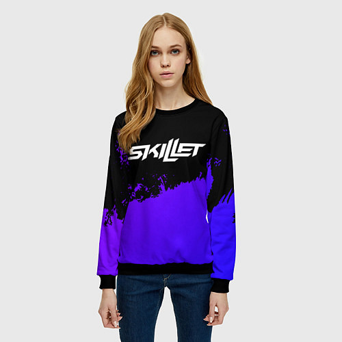 Женский свитшот Skillet purple grunge / 3D-Черный – фото 3