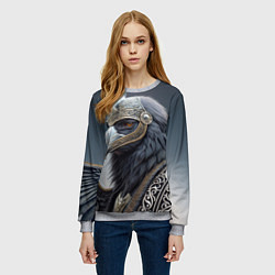 Свитшот женский Ворон викинг, цвет: 3D-меланж — фото 2