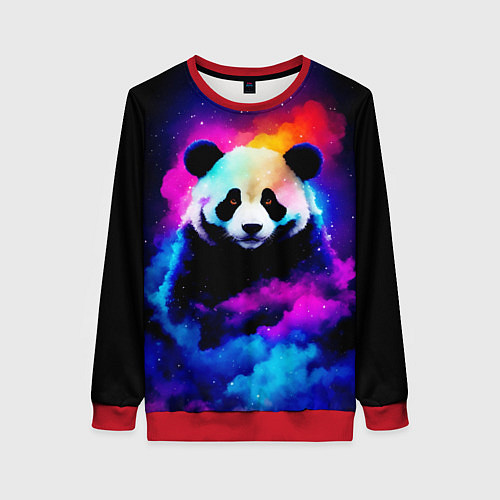 Женский свитшот Панда и краски / 3D-Красный – фото 1