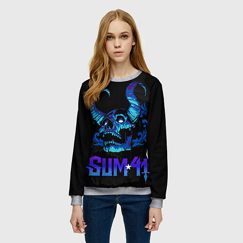 Женский свитшот Sum41 horns skull / 3D-Меланж – фото 3