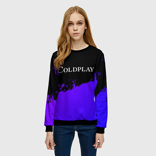 Женский свитшот Coldplay purple grunge / 3D-Черный – фото 3