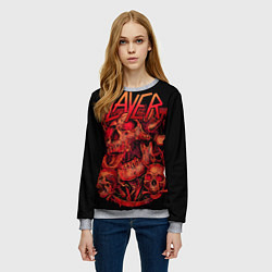 Свитшот женский Slayer skulls, цвет: 3D-меланж — фото 2