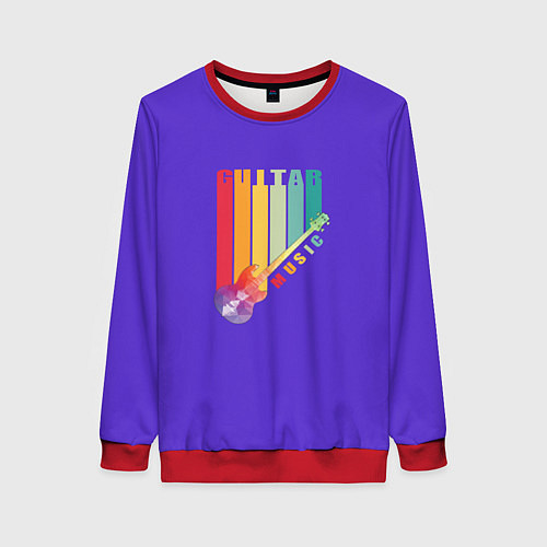 Женский свитшот Абстрактная электрогитара из полигонов / 3D-Красный – фото 1