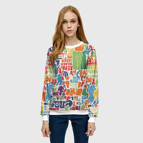 Женский свитшот Красочные каракули / 3D-Белый – фото 3