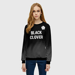Свитшот женский Black Clover glitch на темном фоне: символ сверху, цвет: 3D-черный — фото 2