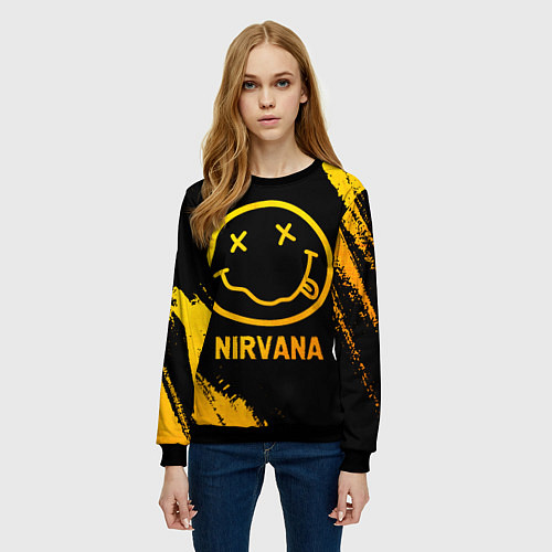 Женский свитшот Nirvana - gold gradient / 3D-Черный – фото 3
