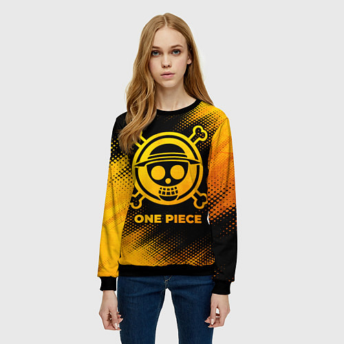 Женский свитшот One Piece - gold gradient / 3D-Черный – фото 3