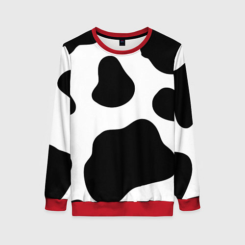Женский свитшот Принт - пятна коровы / 3D-Красный – фото 1
