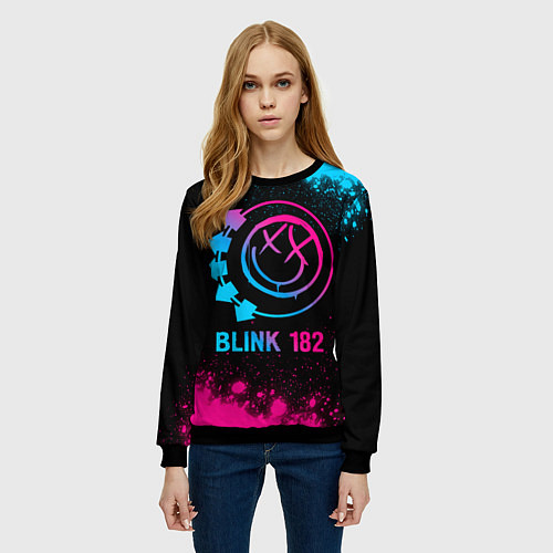 Женский свитшот Blink 182 - neon gradient / 3D-Черный – фото 3