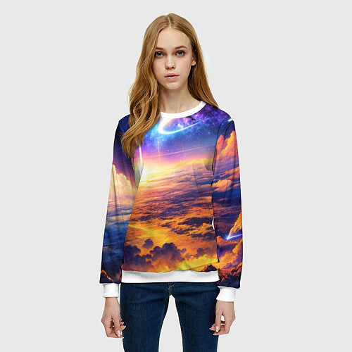 Женский свитшот Космическая вселенная / 3D-Белый – фото 3