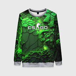 Свитшот женский CS GO green abstract, цвет: 3D-меланж