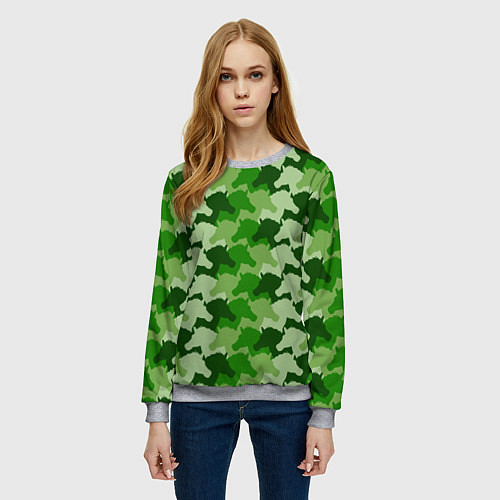 Женский свитшот Лошади, Единороги - камуфляж / 3D-Меланж – фото 3