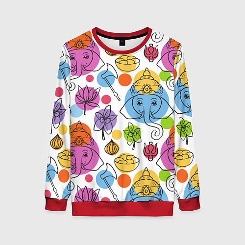 Женский свитшот Индийские слоники / 3D-Красный – фото 1