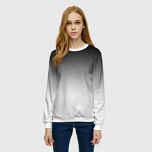 Женский свитшот Black and white gradient / 3D-Белый – фото 3