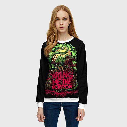Женский свитшот Bring me the horizon dinosaurs / 3D-Белый – фото 3