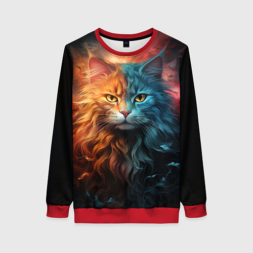 Женский свитшот Сердитый котик / 3D-Красный – фото 1