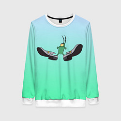 Свитшот женский Планктон в тягах бархатных, цвет: 3D-белый