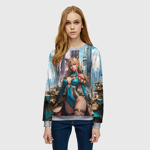 Женский свитшот Девушка с экстрасенсорными способностями / 3D-Меланж – фото 3