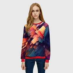 Свитшот женский Цветная абстракция каменных сланцев, цвет: 3D-красный — фото 2