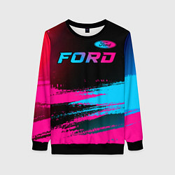 Свитшот женский Ford - neon gradient: символ сверху, цвет: 3D-черный