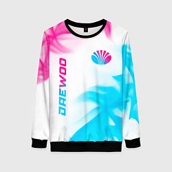 Свитшот женский Daewoo neon gradient style: надпись, символ, цвет: 3D-черный