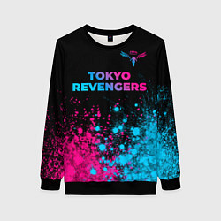 Свитшот женский Tokyo Revengers - neon gradient: символ сверху, цвет: 3D-черный
