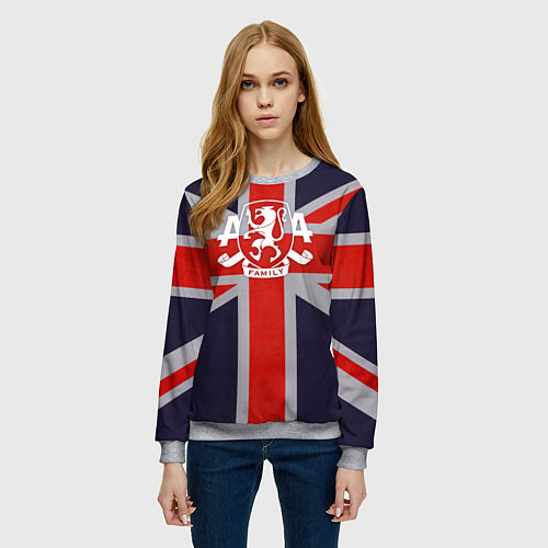 Женский свитшот Asking Alexandria британский флаг / 3D-Меланж – фото 3