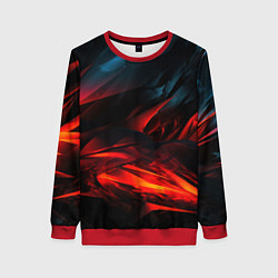 Свитшот женский Red black abstract, цвет: 3D-красный