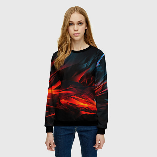 Женский свитшот Red black abstract / 3D-Черный – фото 3