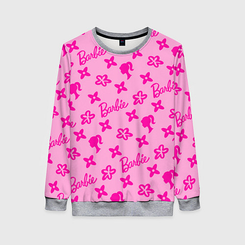 Женский свитшот Барби паттерн розовый / 3D-Меланж – фото 1