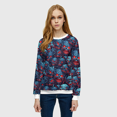 Женский свитшот Monster skulls pattern / 3D-Белый – фото 3