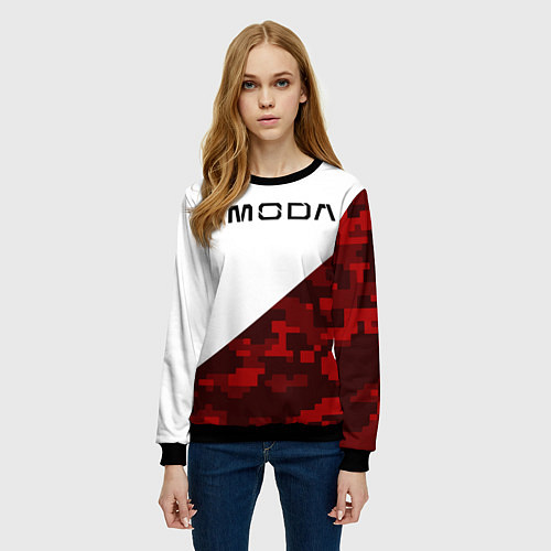 Женский свитшот Omoda red white / 3D-Черный – фото 3