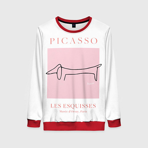 Женский свитшот Собака - Пабло Пикассо / 3D-Красный – фото 1