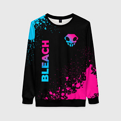 Свитшот женский Bleach - neon gradient: надпись, символ, цвет: 3D-черный