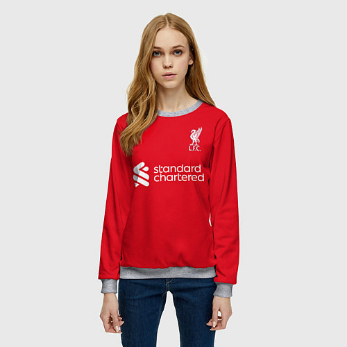 Женский свитшот ФК Ливерпуль форма 2324 домашняя / 3D-Меланж – фото 3