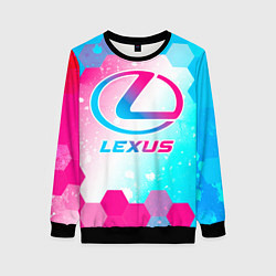 Свитшот женский Lexus neon gradient style, цвет: 3D-черный