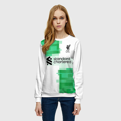 Женский свитшот ФК Ливерпуль форма 2324 гостевая / 3D-Белый – фото 3