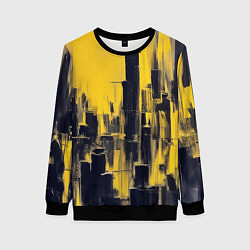 Свитшот женский Большой нарисованный город, цвет: 3D-черный