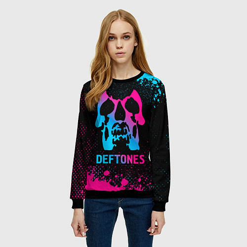 Женский свитшот Deftones - neon gradient / 3D-Черный – фото 3