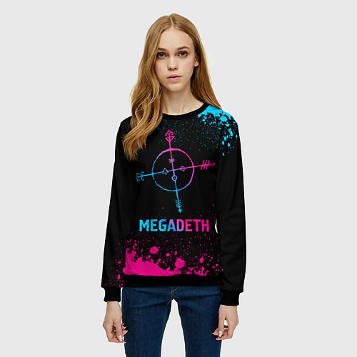 Женский свитшот Megadeth - neon gradient / 3D-Черный – фото 3