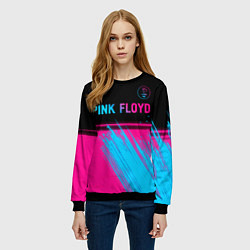 Свитшот женский Pink Floyd - neon gradient: символ сверху, цвет: 3D-черный — фото 2