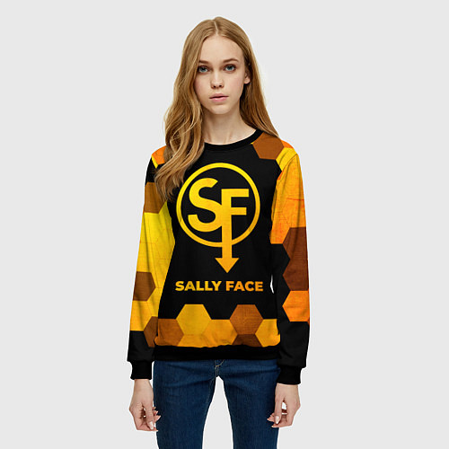 Женский свитшот Sally Face - gold gradient / 3D-Черный – фото 3