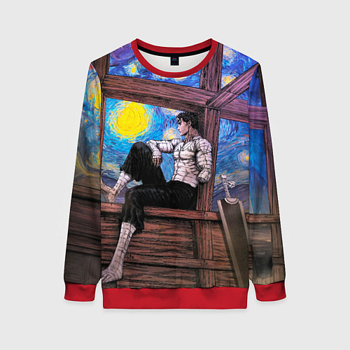 Женский свитшот Берсерк и небо Ван Гога / 3D-Красный – фото 1